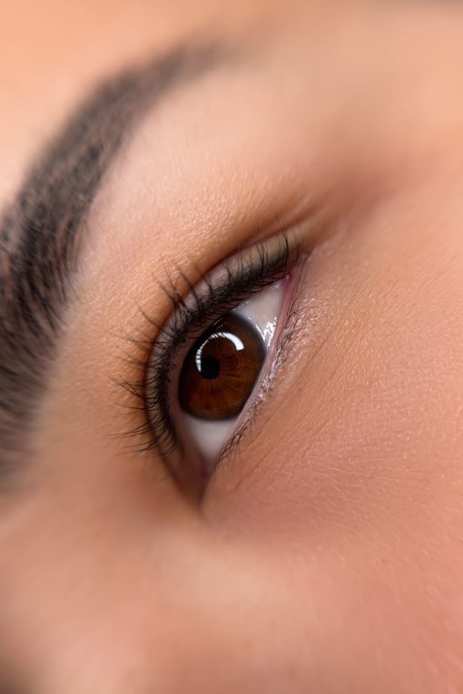 permanent eyeliner makeup close up. Healthy and clean skin young woman